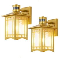 XANGQAN 2 Pack Motion Sensor Outdoor Lights, Dusk to Dawn Lighting, LED Exterior Light Fixture, Anti-Rust Lantern for Front Porch, Waterproof Golden Outdoor Wall Sconce for House, Garage, Patio