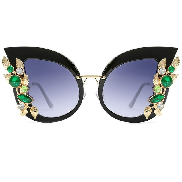 Gafas de sol Slocyclub UV400 con estampado de mariposas y diamantes de imitación