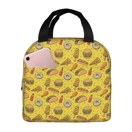 Insulated Lunch Bag for Women Men - Cute Food Ketchup Burger Leakproof Cooler Lunch Box for Women Men  Lunch Tote Bags for Work School Picnic Travel
