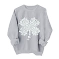 thumbnail image 2 of St. Patrick's Day Sweatshirt for Women Floral Shamrock Pattern Crewneck Long Sleeve Ribbed Cuffs Loose Fit Graphic Holiday Top, 2 of 6