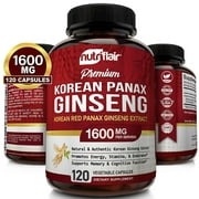 NutriFlair Korean Panax Ginseng Supplement for Energy Focus Libido Support 120 Vegetable Capsules