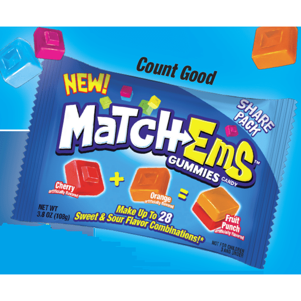Match-Ems Gummies 3.8 oz | Candy jars for convenience stores