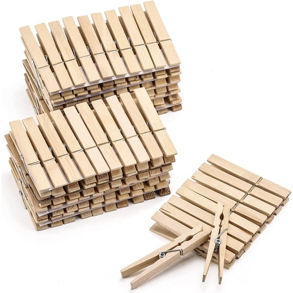 100pcs Clothes Pins Wood - 4 inch Heavy Duty Wooden Clothespins for Hanging Clothes Outdoor Clip,Crafts