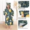 thumbnail image 3 of FORMRS Wearable Blanket Hoodie with Sleeves for Kids Cozy Flannel Sweatshirt, Blue Floral Lemons, 3 of 7