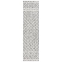 SAFAVIEH Courtyard Joyce Geometric Indoor/Outdoor Runner Rug, Light Grey/Dark Grey, 2'3" x 8'