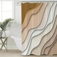 thumbnail image 4 of Shower Curtains Sets for Bathroom Decor Beige Brown Gradient Wave RippleWaterproof Bathroom Curtain with Hooks,Modern Geometric Abstract Artfor Bathroom Decor,72x72IN, 4 of 7