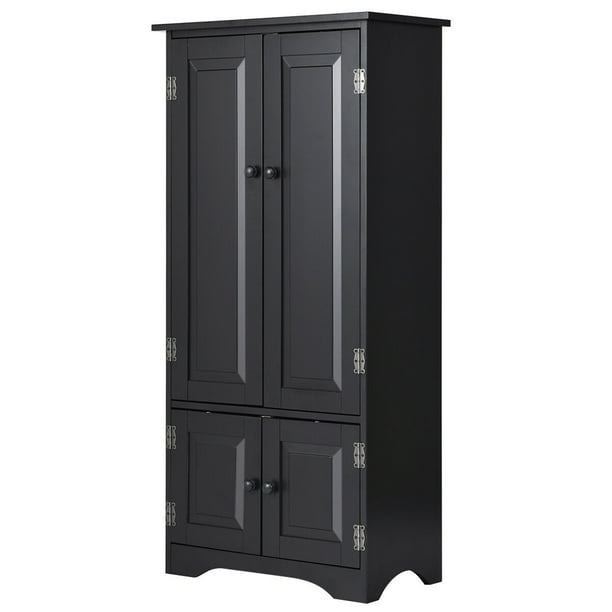Costway Accent Storage Cabinet Adjustable Shelves Antique 2 Door Floor Cabinet Black Walmart Com Walmart Com