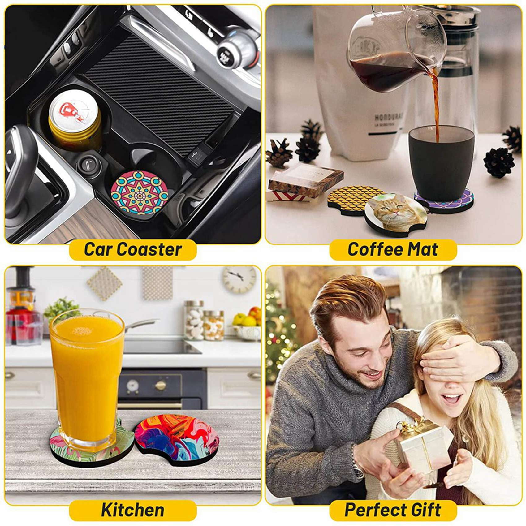 24 Pcs Sublimation Coaster Cup Coasters for Car Drinks Thermal