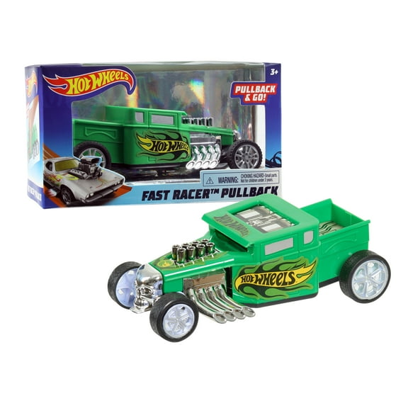 Hot Wheels Pull Back Racers, Green Bone Shaker,  Kids Toys for Ages 3 Up, Gifts and Presents