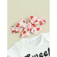 thumbnail image 4 of Infant Baby Girls Pants Outfits Letter Print Short Sleeve Romper with Strawberry Pattern Flare Trousers and Heaband Set, 4 of 8