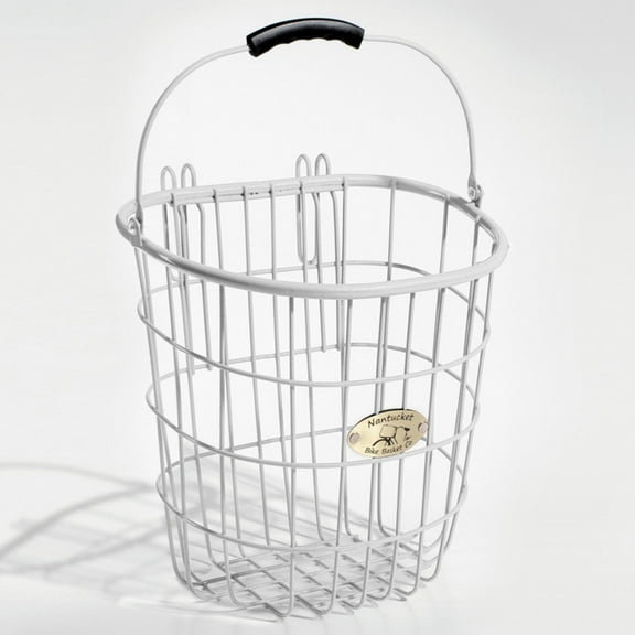 Nantucket Bicycle Basket Co. Surfside White Rear Pannier Basket w/ Hooks