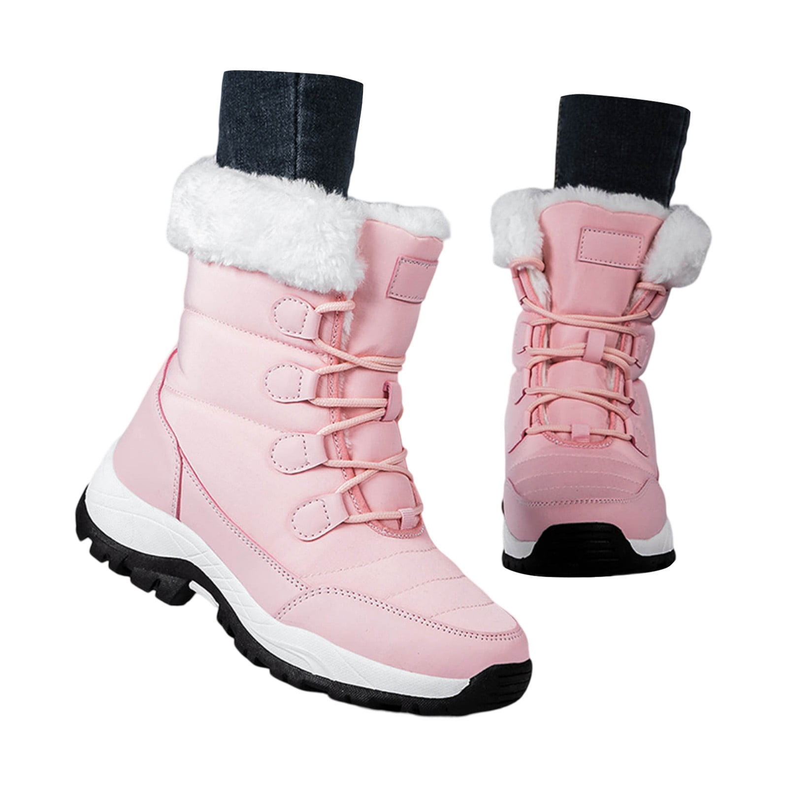 CHENge Boots for Women Knee High Casual Fashion with Bow Design Everyday Wear Durable Knee High Boot Winter Snow Outdoor Footwear(Pink,8.5)