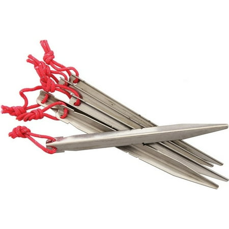 Vargo VR119 Titanium Crevice Tent Stakes V Shape Pink Cord 6" Overall Set Of 6