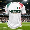 thumbnail image 5 of WAYUTE Men's Mexico Soccer T-Shirt Short Sleeve Crew Neck Football T-Shirts for Men National Flag Colors Design Graphic Casual Breathable Sporty Tee Top,White,XL, 5 of 5