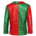 thumbnail image 2 of TiaoBug Kids Christmas Sparkly Sequins Jacket One Button Formal Tuxedo Suit Jazz Disco Dance Outerwear Red Green 16, 2 of 7