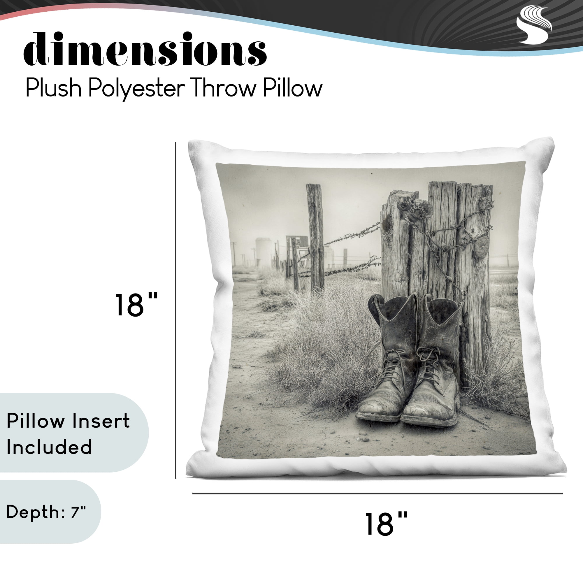 Stupell Industries Weathered Cowboy Boots Decorative Printed Throw Pillow, design by Annabelle Hall, 18 x 7 x 18