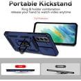 thumbnail image 3 of Phone Case for Samsung Galaxy S21 FE 5G with Tempered Glass Screen Protector and Slim Stand Hybrid Rugged Protective Cell Cover S 21 EF S21FE5G UW S21FE 21S G5 6.4 inch Women Men Blue, 3 of 13