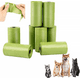 thumbnail image 1 of 8 rollos de bolsas biodegradables para excrementos de mascotas, 15 piezas por rollo, bolsas de arena para exteriores, verde, 1 of 5