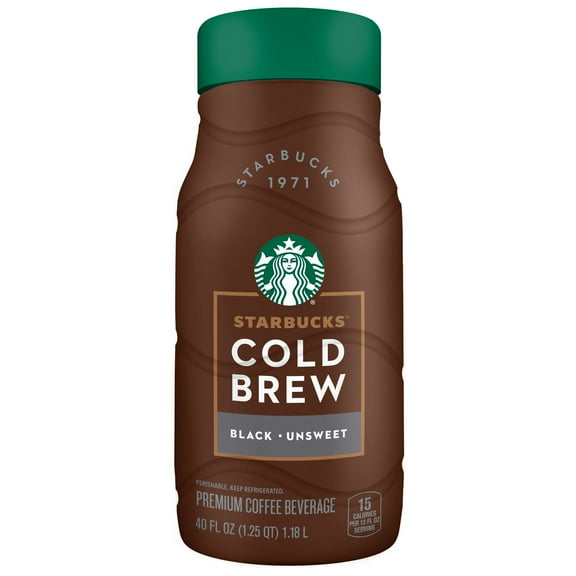 Starbucks Premium Black Unsweet Cold Brew Coffee Beverage, No Milk, 40 fl oz