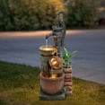 thumbnail image 3 of LuxenHome Farmhouse Well Water Pump and Pots Resin Fountain with LED Lights, 3 of 9
