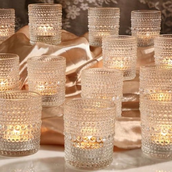 36 Packs Votive Candle Holders Glass Candle Holders Bulk Tealight Candle Holder for Table Clear Tea Light Candle Holder for Wedding Christmas Party
