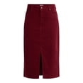 thumbnail image 5 of Time and Tru Women's Corduroy Midi Skirt with Front Slit, Sizes 0-20, 5 of 6
