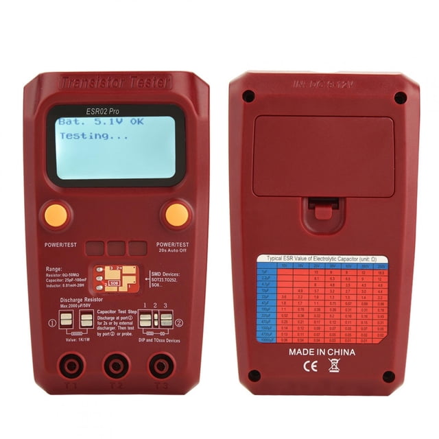BSIDE ESR02 Pro Automatic Component Analyzer: Transistor, MOSFET, Diode, Resistor, Capacitor & Inductor Tester with High-Resolution LCD Backlight, One-Key Operation, and Multi-Socket Design for