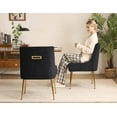 thumbnail image 2 of Mistpeople Velvet Dining Chairs Set of 4,Modern Simple Kitchen Dining Room Chairs,Thickened Upholstery with Gold Metal Legs,Pleated Design Accent Chair with Frosted Carrying Handle (Black), 2 of 6