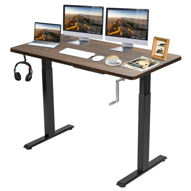 Giantex Crank Height Adjustable Standing Desk, Sit Stand Computer Desk