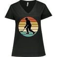 thumbnail image 3 of Inktastic Hockey Player Retro Sunset Women's Plus Size V-Neck T-Shirt, 3 of 5