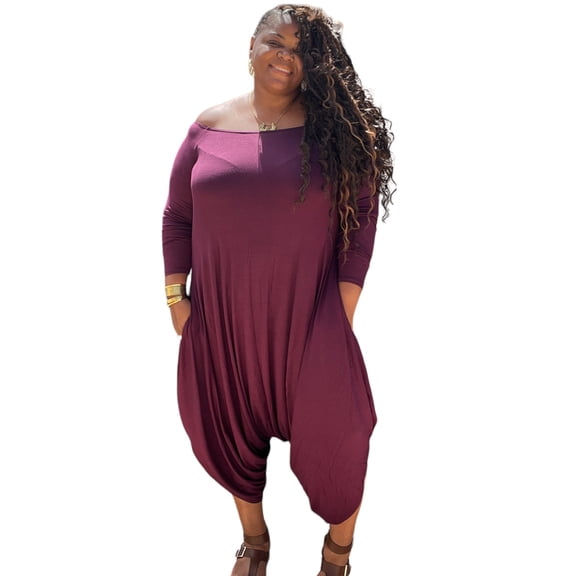 Women's Plus Size Harem Long Sleeve Jumpsuits