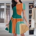 thumbnail image 2 of Abstract Retro Color Block Art Women's Classic Swing Skater Dress Casual Work Party Cocktail Dresses, 2 of 6