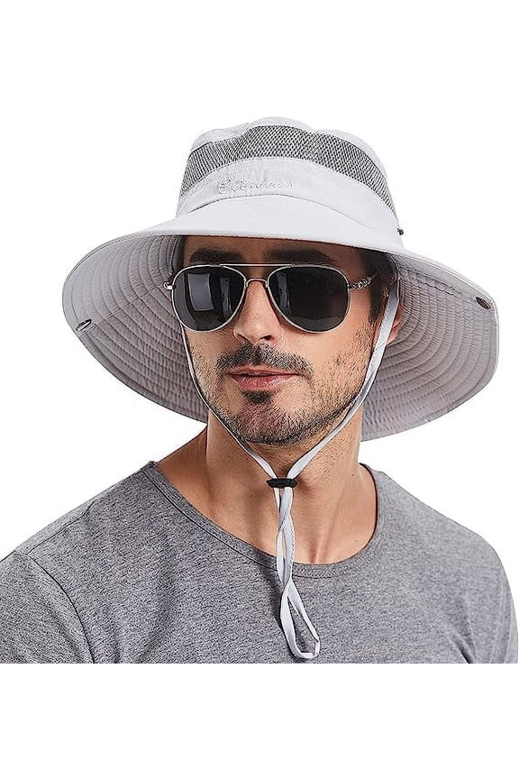 Mens Sun Fashing Hat, 3.5 Wide Brim Cools Super Wide Brim Sun Hat for Fishing, Hiking