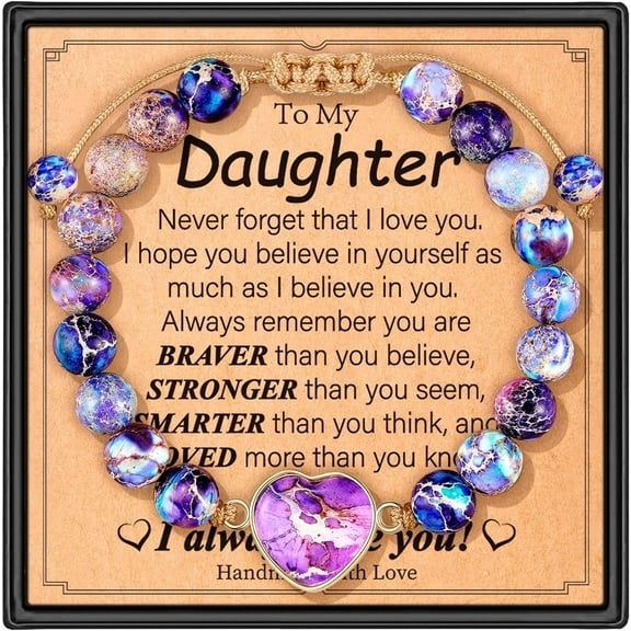Mothers Day Gifts for Her - Emperor Stone Heart Charm Bracelets for Daughter Granddaughter Sister Niece Best Friend - Jewelry Gifts for Women Girls 1-To My Daughter To My Daughter in Law 1-To My Dau