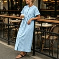 thumbnail image 6 of Aimik Womens Long Maxi Dress Button Down Short Sleeve Baggy Shirt Dress with Pockets Loose Comfort Dress for Summer Beachwear, 6 of 6