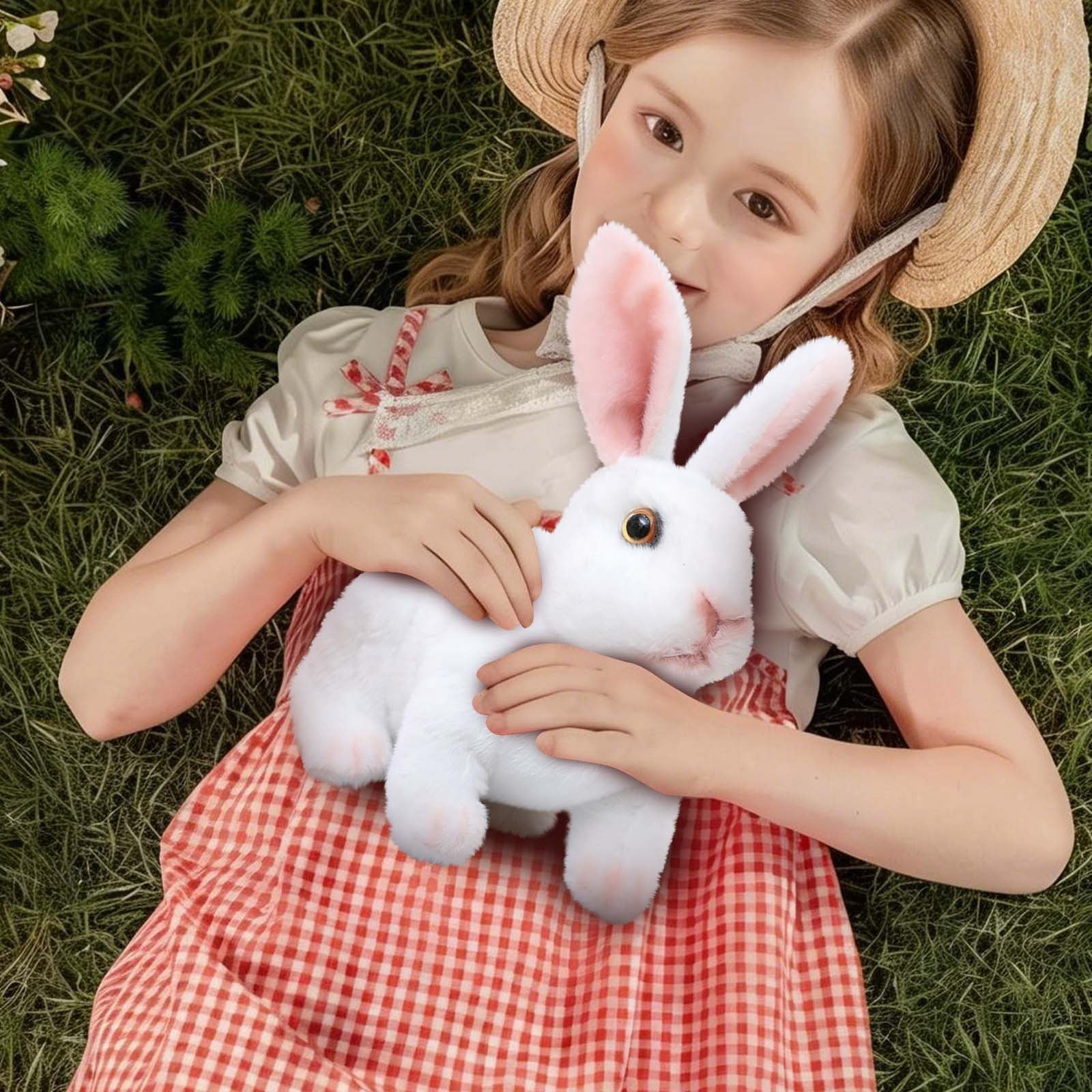 CHELIASD Realistic Stuffed Bunny Plush Toy Lifelike Soft Stuffed Animal with Multiple Colors Cute Easter Bunny Plushie for Kids Toddlers Perfect for Easter Home Tabletop Decor