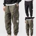 thumbnail image 1 of Farfi Pantalones de carga Pantalones de múltiples bolsillos de color múltiple para hombres de mediana edad para uso diario negro Farfi Pantalones, 1 of 2