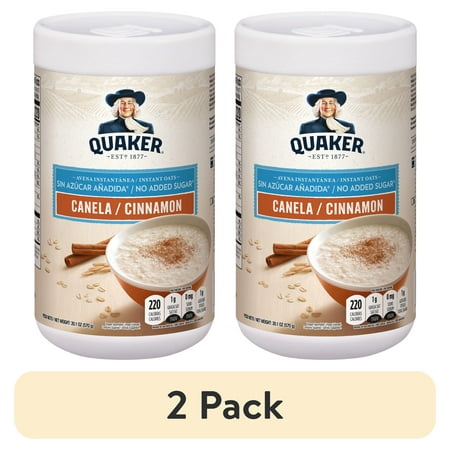 (2 pack) Quaker Oatmeal Cinnamon Flavor with No Added Sugar Hot Cereal 20.1oz Box