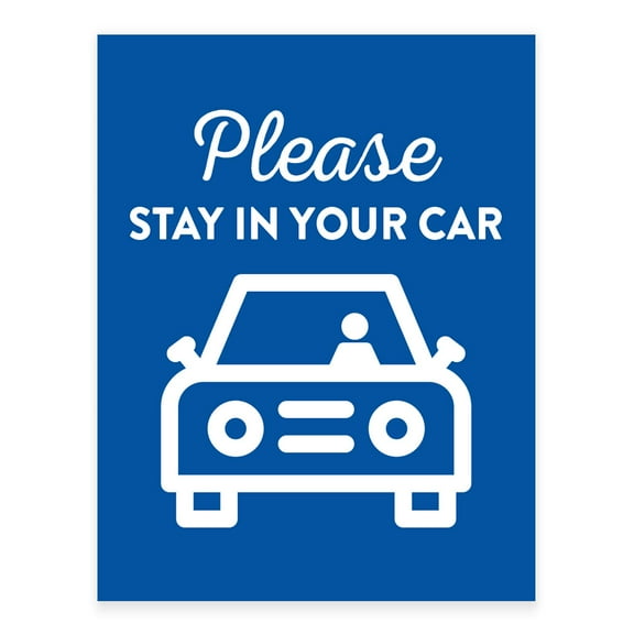 Koyal Wholesale Restaurant Office Social Distancing Please Stay In Your Car Business Signs, 10-Pack