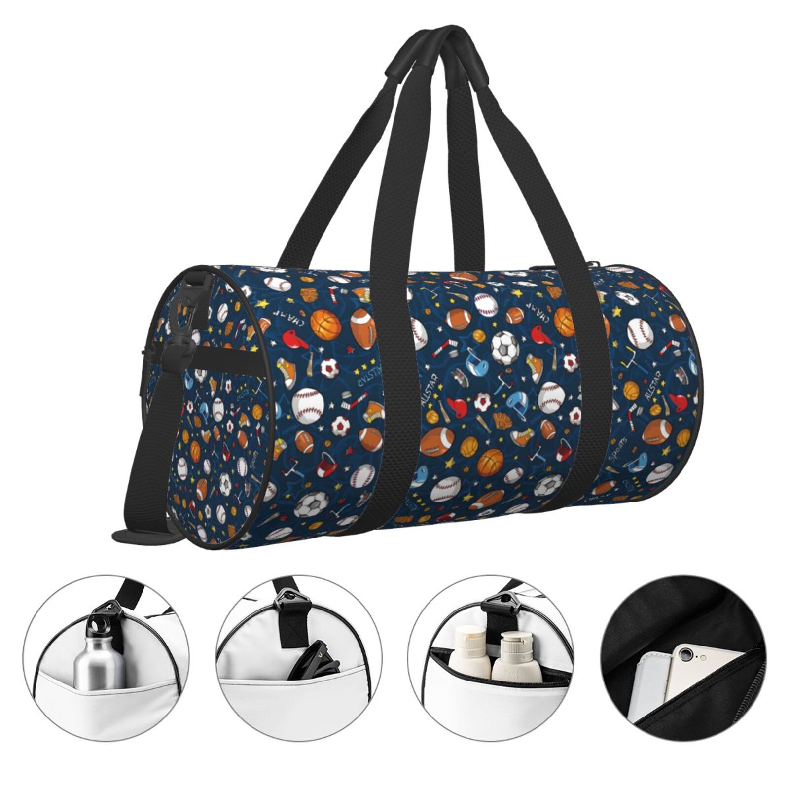 Vsdgher Ball Sports 45L Foldable Duffel Bag, Sports Gym Bag,Overnight Bag, Portable Weekender Bag for Airplanes