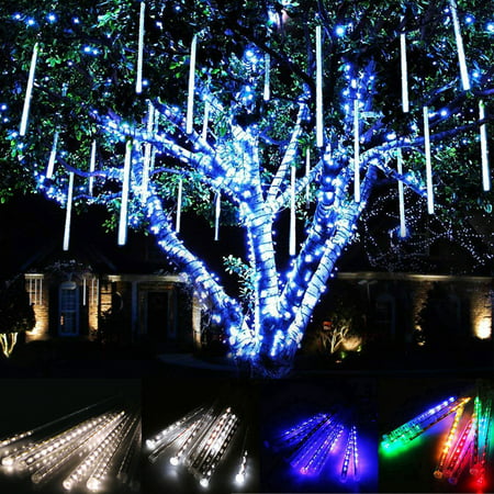 TSV LED Falling Rain Lights with 30cm 8 Tube 144 LEDs, Meteor Shower Light, Falling Rain Drop Christmas Lights, Icicle String Lights for Holiday Party Wedding Christmas Tree (Best Led Christmas Lights That Look Like Incandescent)