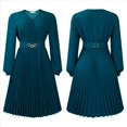 thumbnail image 3 of Vestido Midi para Mujer, Vestido de Iglesia, Moda, Cintura Alta, Vestido Informal de Negocios, Vestido de Cóctel con Cinturón Verde XXL, 3 of 10