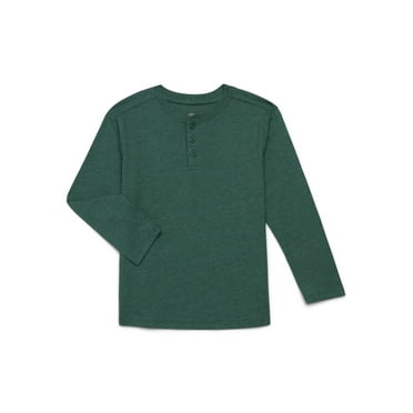 Wonder Nation Boys' Henley Tee with Long Sleeves, Sizes 4-18 & Husky