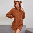 thumbnail image 2 of cllios Bear Ear Hoodies for Women Sherpa Cute Sweatshirt Dress Casual Long Sleeve Plush Warm Pullover Sweatshirt, 2 of 9