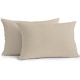 thumbnail image 2 of Tan Solid Color Lumbar Pillow Covers 20x12 Inch Set of 2, Modern Minimalist Pure Color Waterproof Outdoor Pillow Covers, Decorative Cushion Pillowcases for Couch, Sofa, Bed, Garden, Patio, 2 of 9