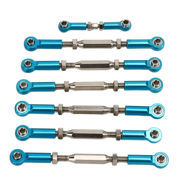 RC Tie Rod Ensemble Complet, Antirouille Équilibré Conduite RC Voiture Tie Rods CNC Usinage Longueur Réglable Tourniquets pour Extérieur Bleu, Rouge, Bleu Foncé