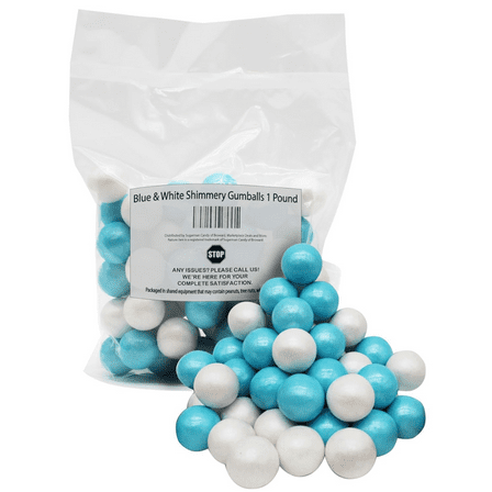 Naturejam Blue & White Shimmery Gumballs 1 Pound Size-1 inch-for Boy Baby Shower or Gender Reveal