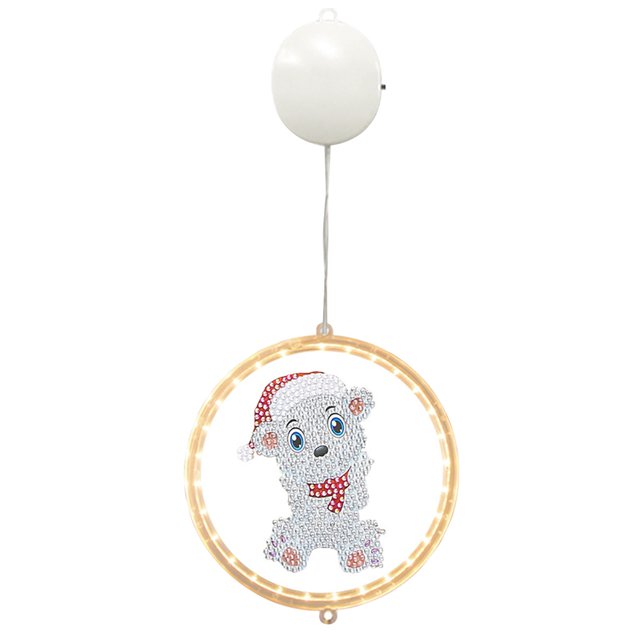 Gibobby Pequeña nocturna campana de Navidad ventana decoración redonda DIY punto dibujos animados dormitorio Led(O)