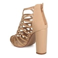 thumbnail image 3 of Delicious FI60 Women Nubuck Peep Toe Caged Block Heel Sandal, 3 of 5