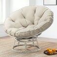 thumbnail image 2 of MeetLeisure Papasan Chair, Swivel PE Wicker Outdoor Patio Lounge Chair with Cushion, Beige, 2 of 8